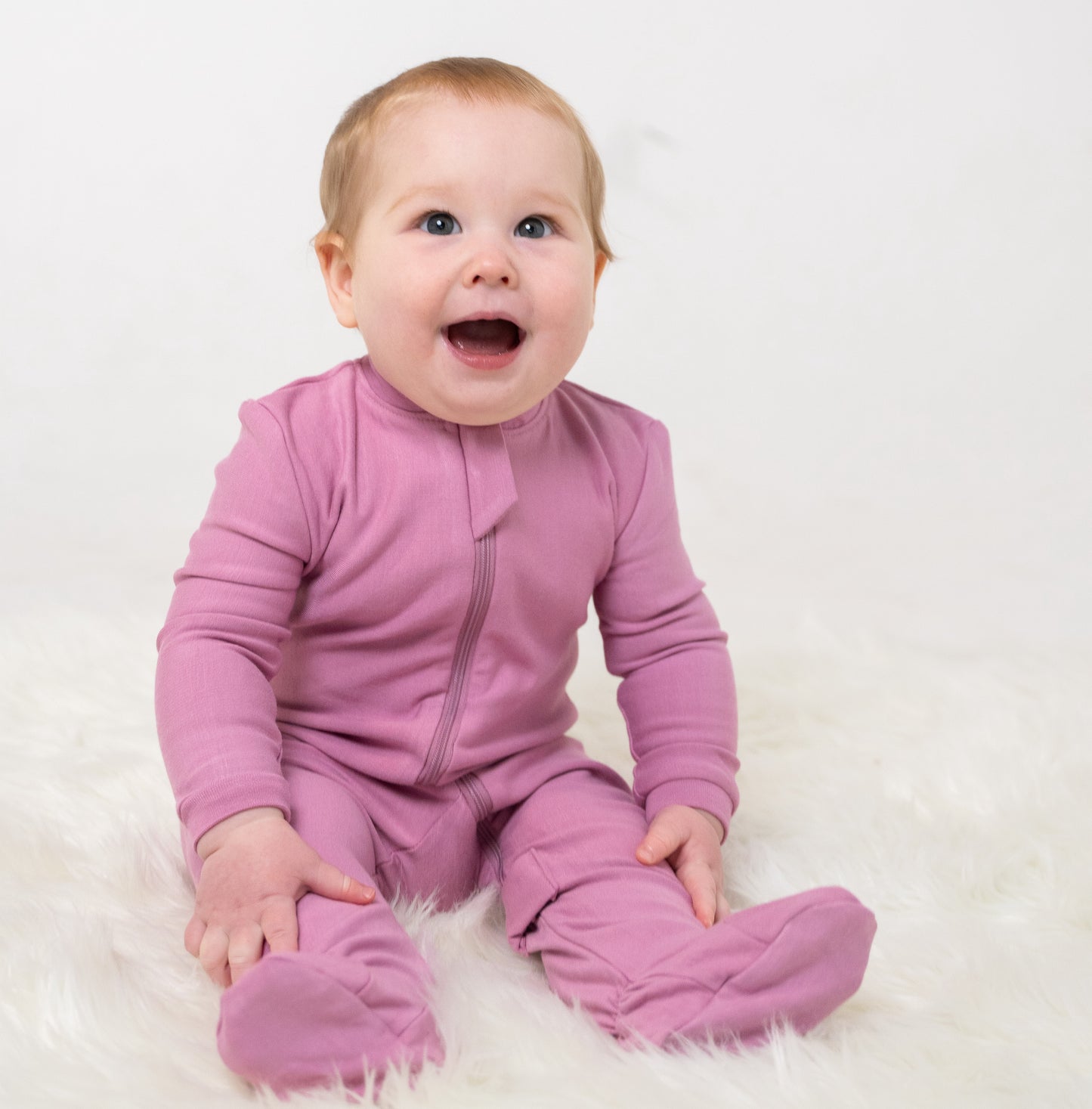 fleece footed sleeper mauve orchid color