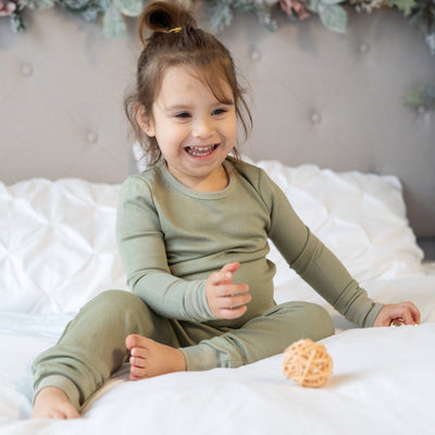 Bamboo Wool Long Sleeve Pajama Set (Lily Pad)