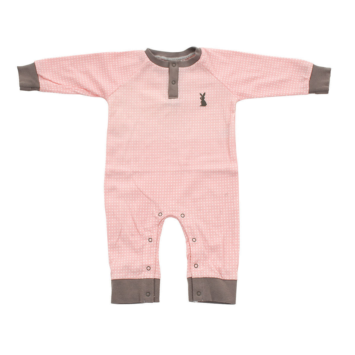 Organic Cotton Long Sleeve Romper Blush dot https silkberrybaby