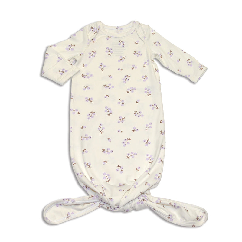 organic cotton knotted sleeper winter berries print