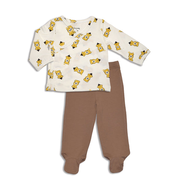 Silkberry Baby Organic Cotton Kimono Outfit Set (Honey Bear Print/Brownie)  : : Toys & Games