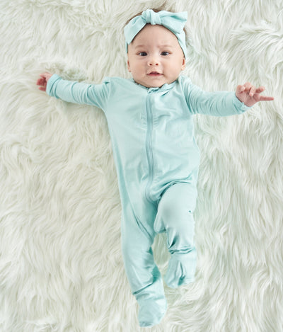 bamboo footies with two way zipper cotton candy