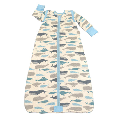 sleepsack with detachable sleeves whale print