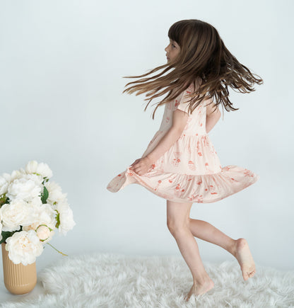 bamboo tiered jersey dress plantastic print