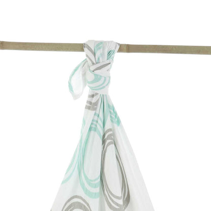 Bamboo Muslin Swaddle Whirlpool Print Seafoam