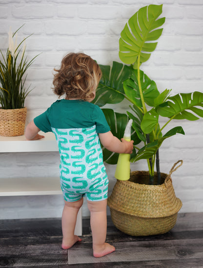 Bamboo Short Sleeve Romper (ZigZag Croc Print)