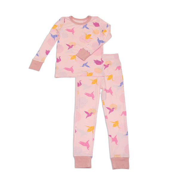 Bamboo Long Sleeve Pajama Set (origami Print) - Https:  Silkberrybaby.com 