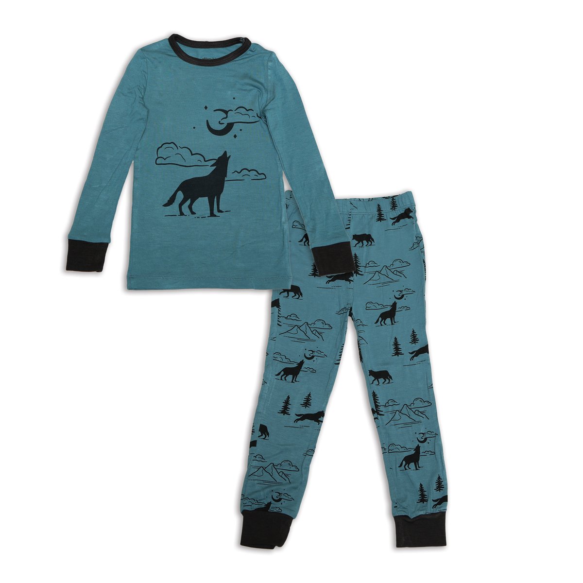 bamboo long sleeve pajama set blue forest color