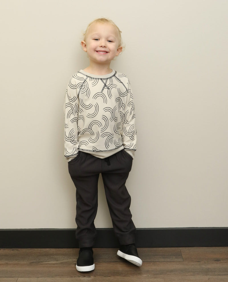 bamboo fleece sweatshirt rainbow toss print