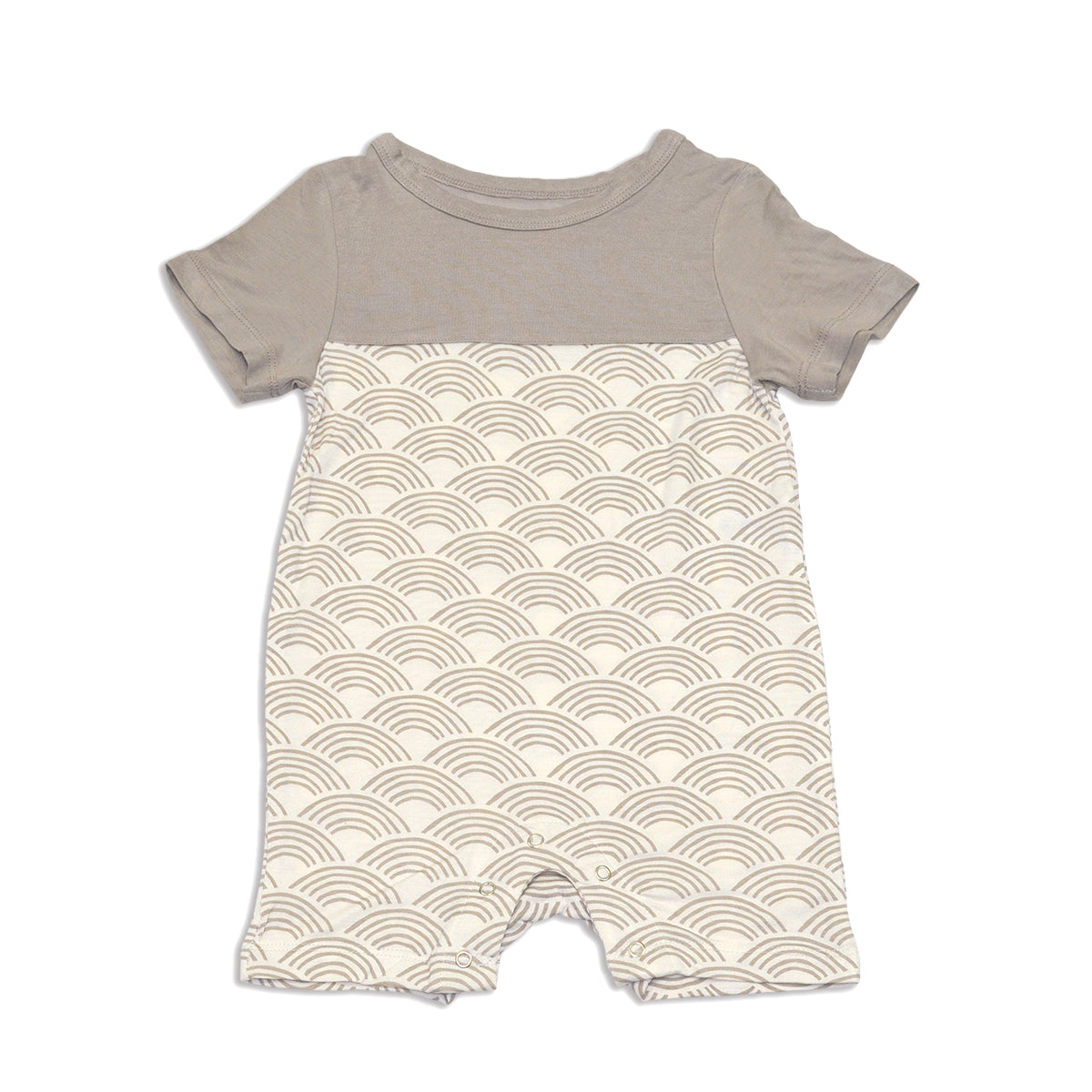 bamboo short sleeve romper wobbly wave print