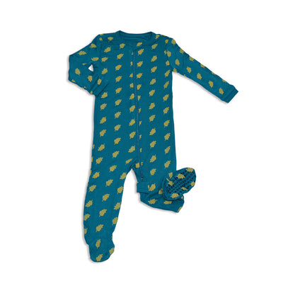 bamboo zip up footies dotty leaf print