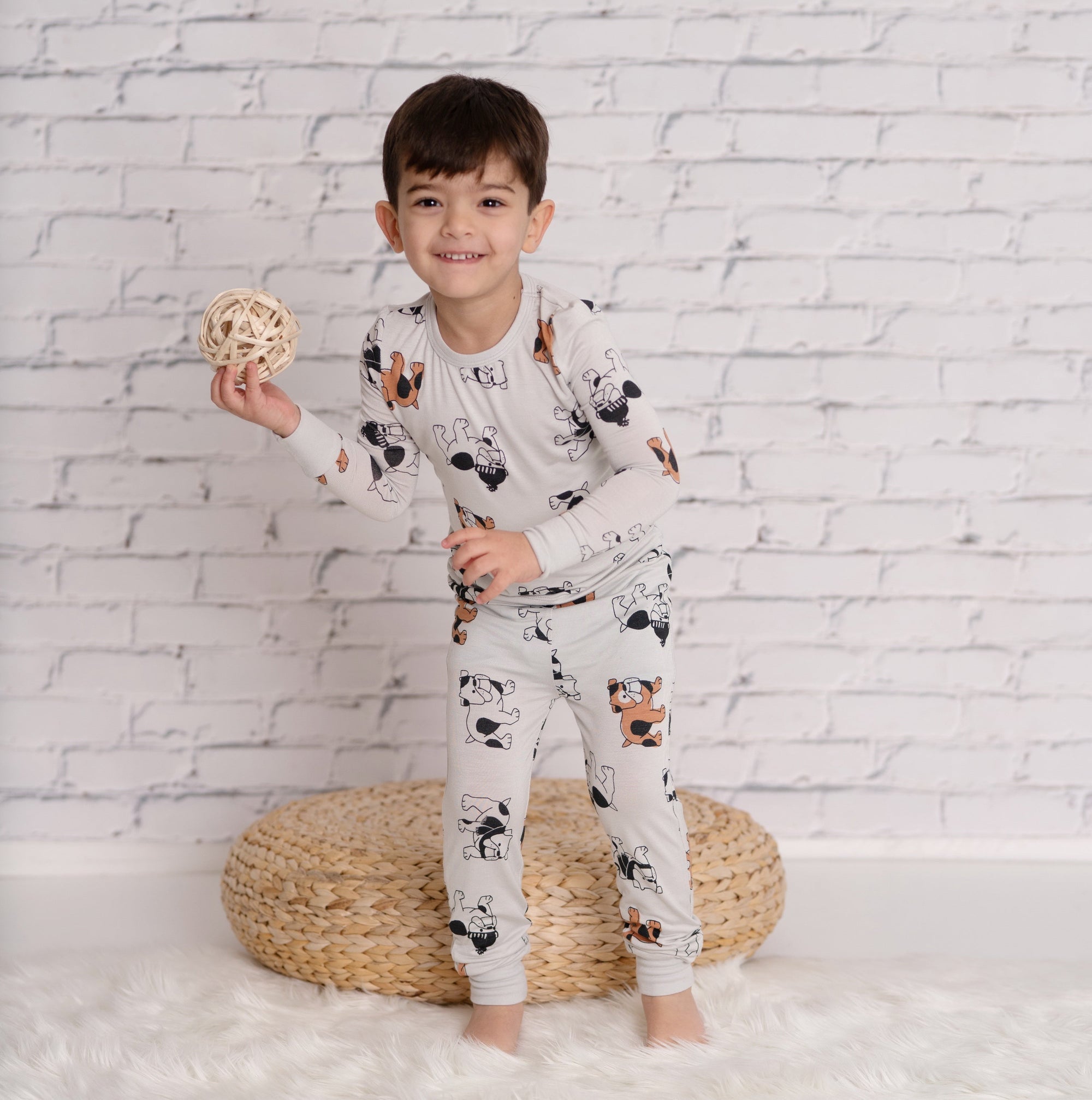 Bamboo Long Sleeve Pajama Set (Cozy Bulldog Print) - https