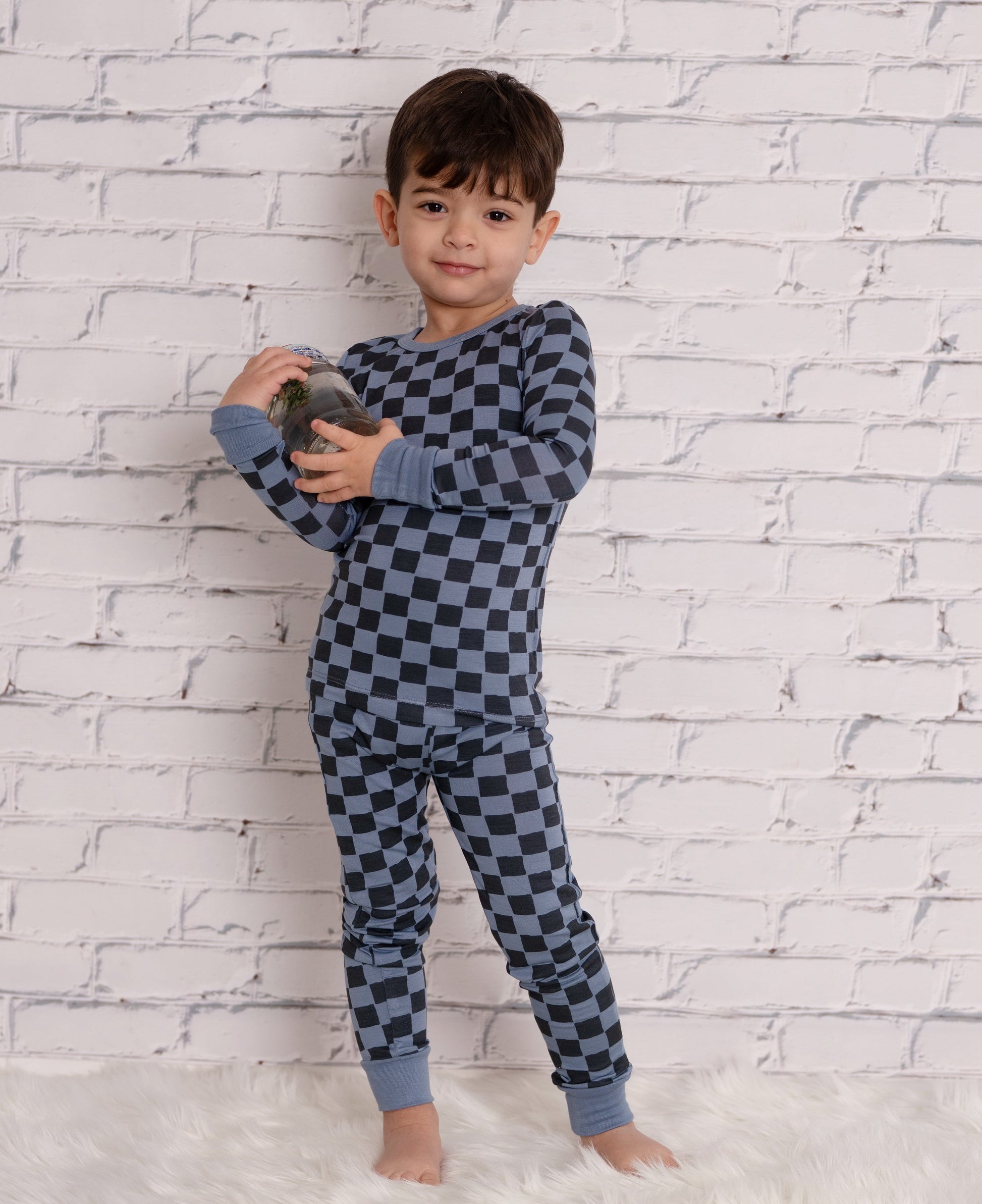 bamboo long sleeve pajama set check it out print lifestyle