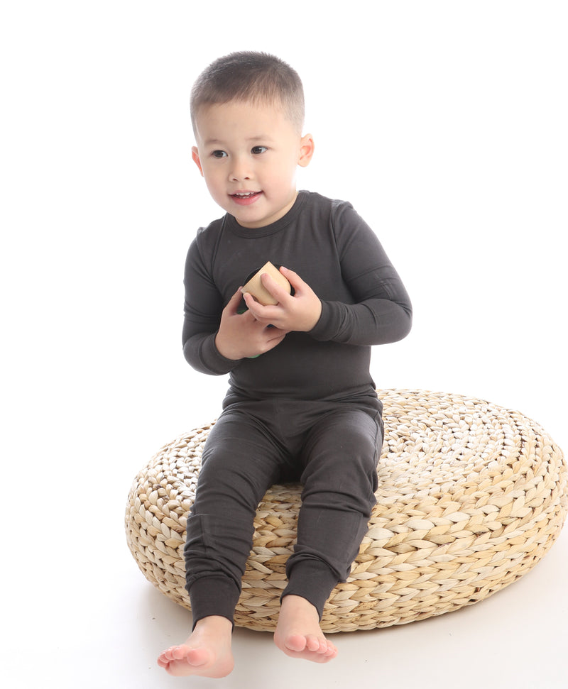 bamboo long sleeve pajama set asphalt color