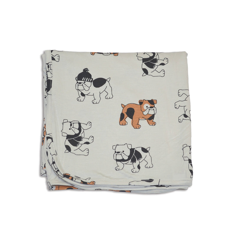 bamboo swaddle blanket cozy bulldog print