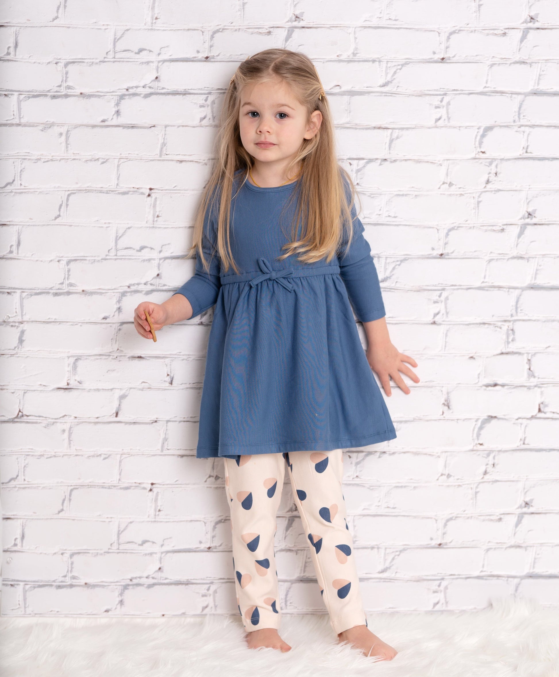 bamboo fleece long sleeve dress galactic blue baby kids