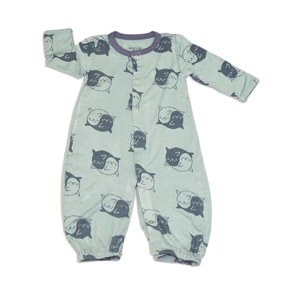 bamboo converter gown with legs yin yang seals print