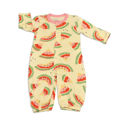 bamboo converter gown with legs watermelon rainbow print