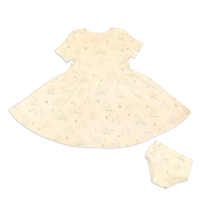 bamboo twirl dress bunny print