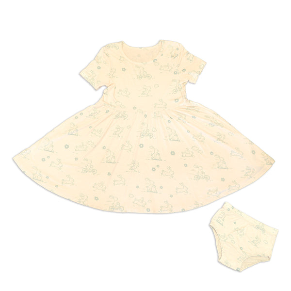 Bamboo Jersey Flare Dress with Bloomer: Teatime Pink / 4T