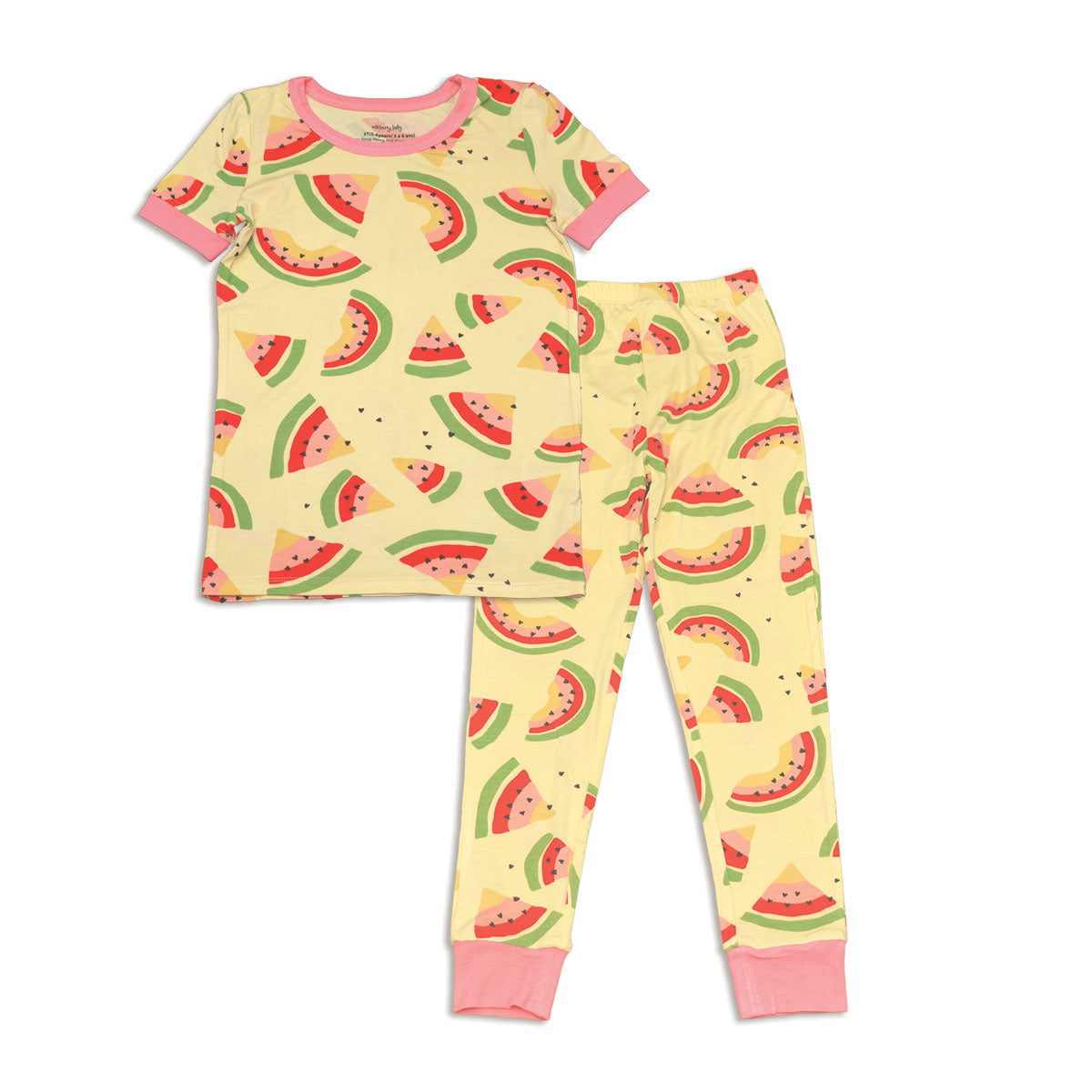 bamboo short sleeve pajama set watermelon rainbow print