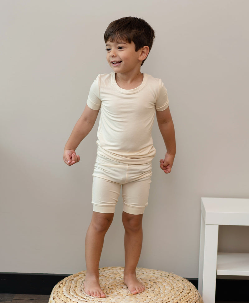 bamboo short sleeve top & short PJ set soft sand