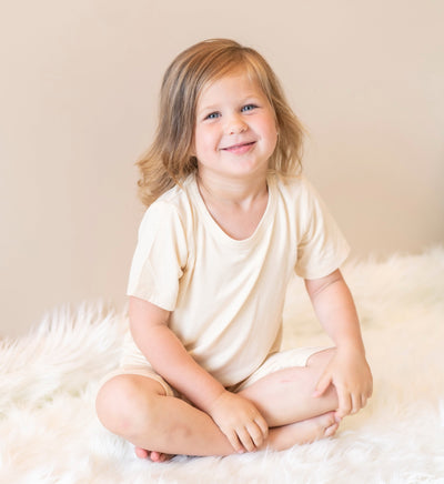 bamboo short sleeve top & short PJ set soft sand