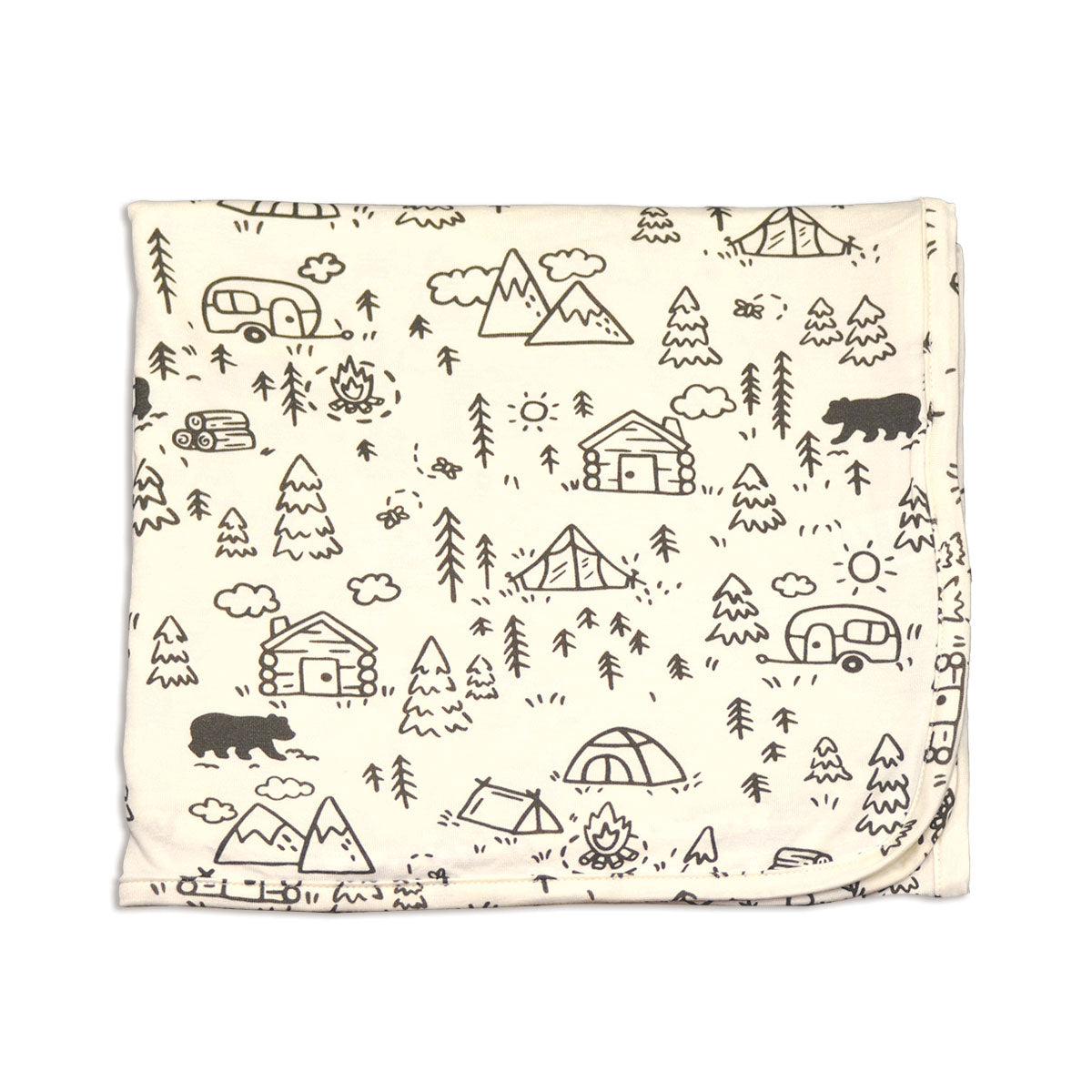 bamboo swaddle blanket doodle camp print