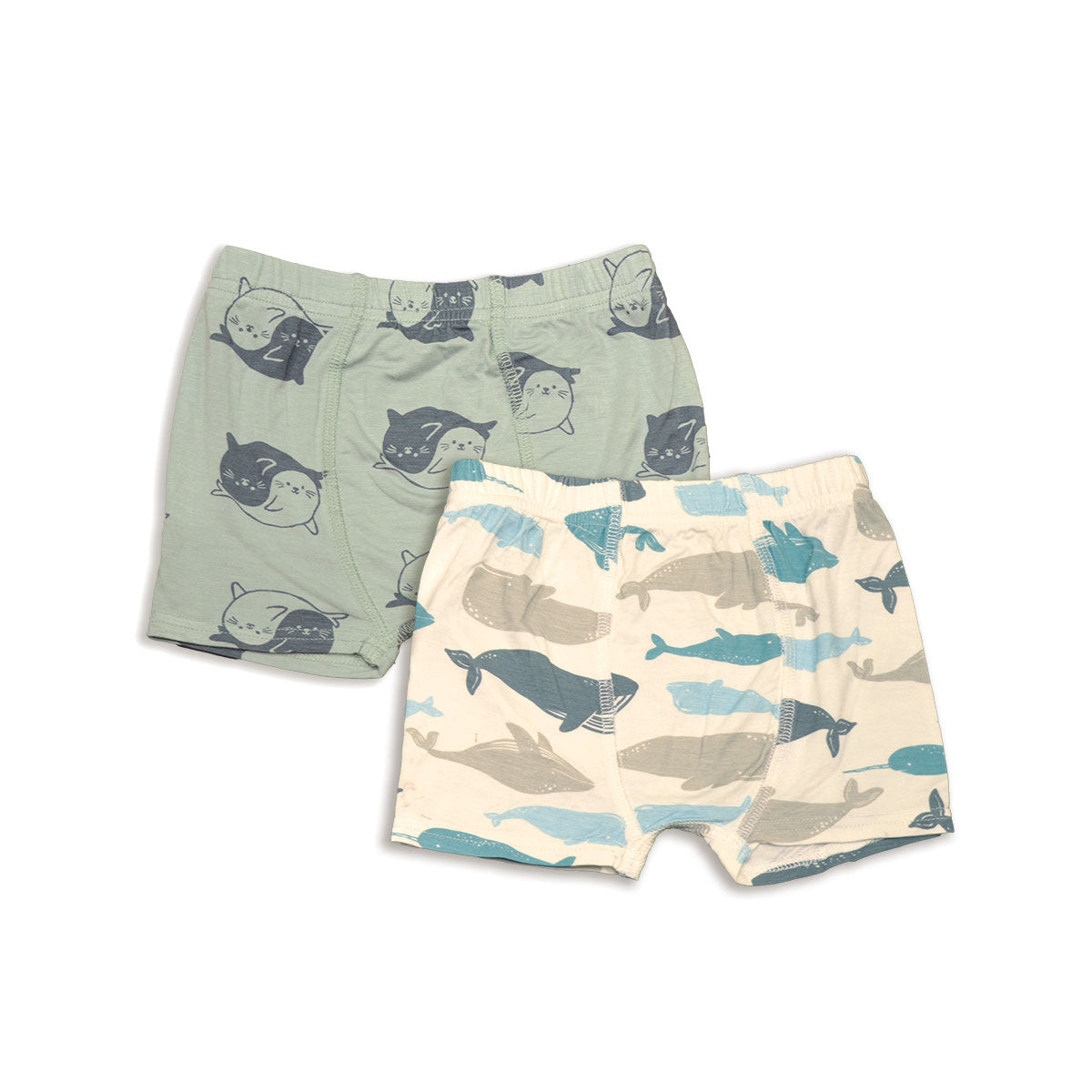 bamboo boys underwear shorts seal & whale print