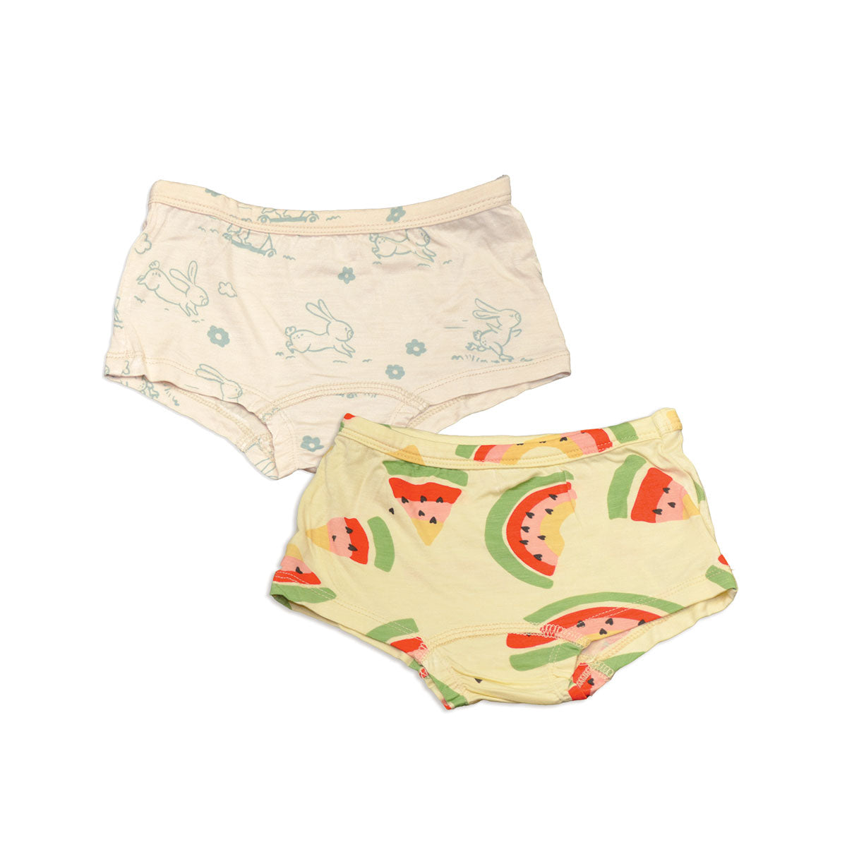 Bamboo Boyshorts Underwear 2 pack (Watermelon Rainbow/Go Go Bunny Prin 
