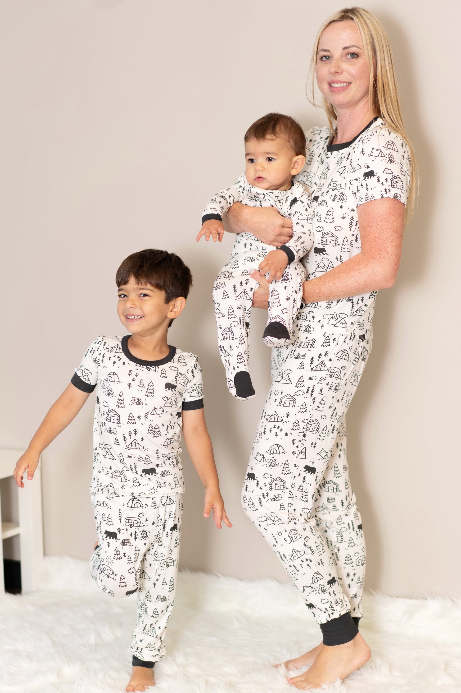 women bamboo short sleeve pj doodle camp print