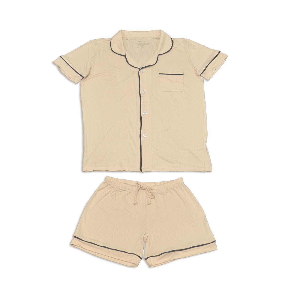 women short sleeve collared PJ Set soft sand