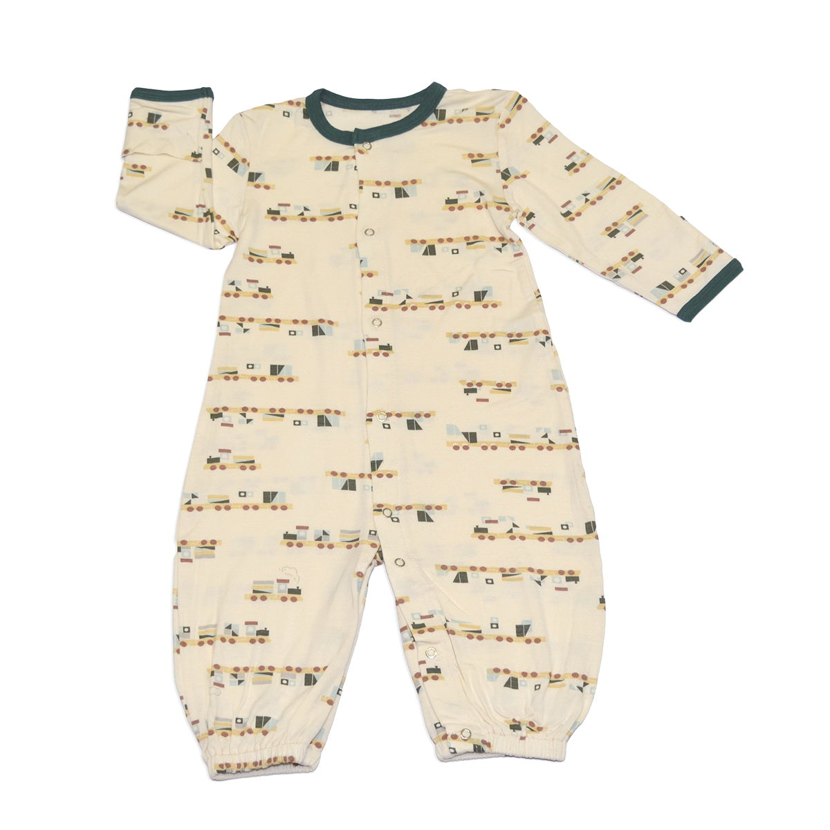 bamboo converter gown with legs all aboard print