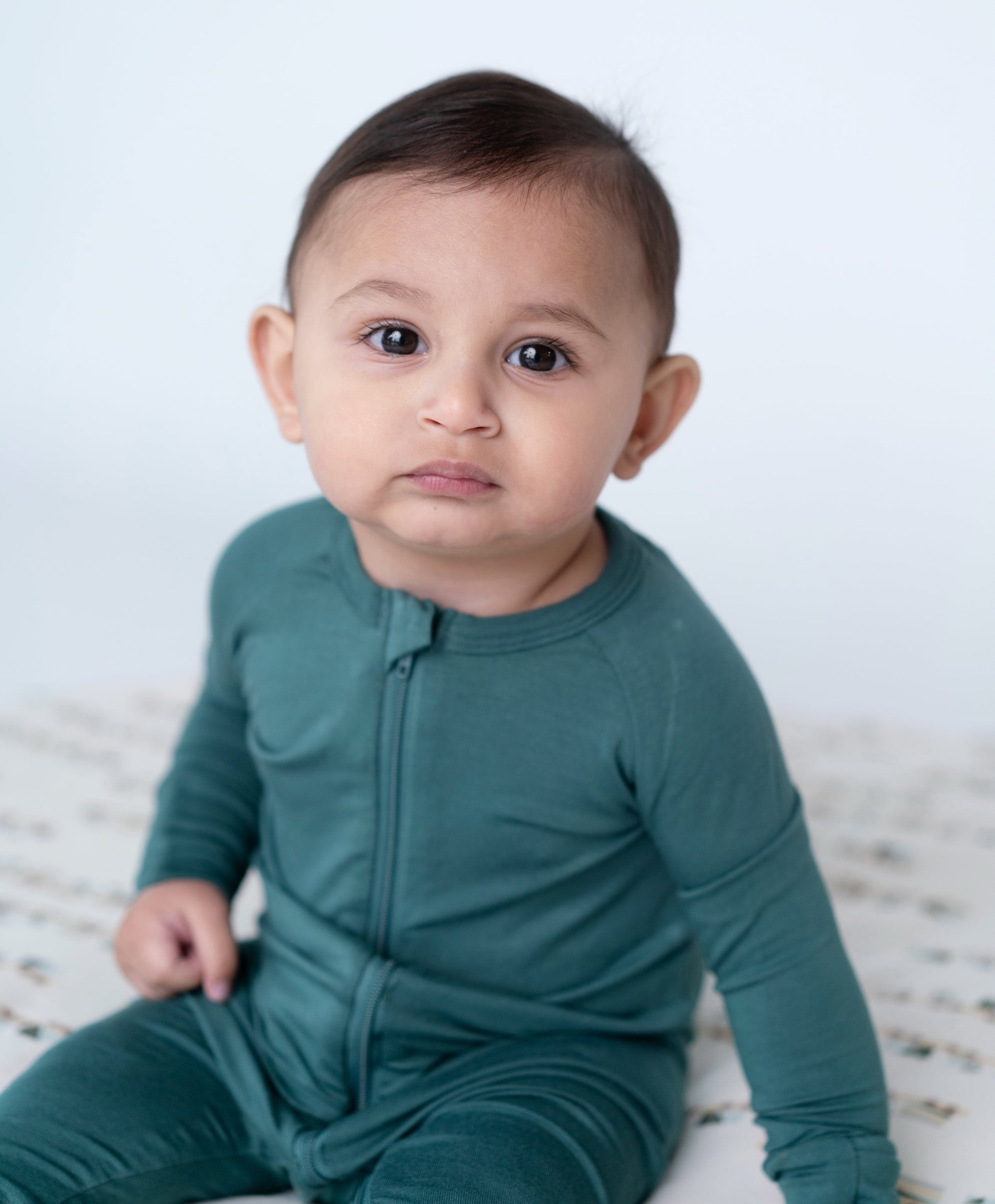 bamboo baby two way zipper romper pine