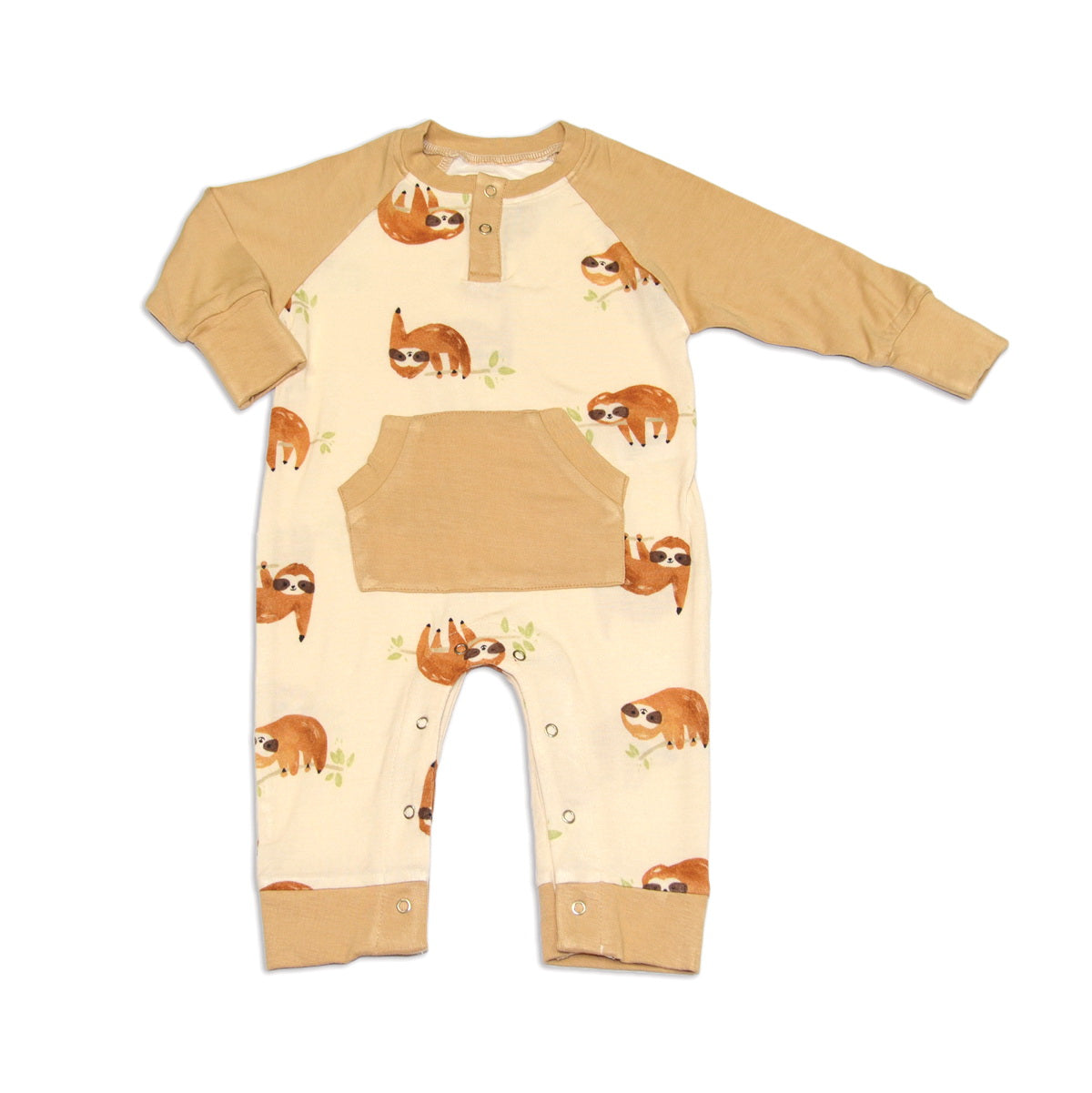 bamboo romper sleepy sloth print