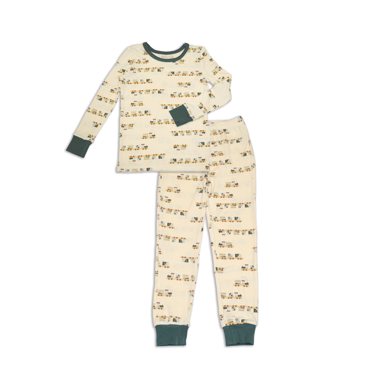 bamboo long sleeve PJ set all aboard print