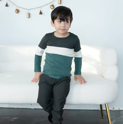 bamboo long sleeve colorblock tee