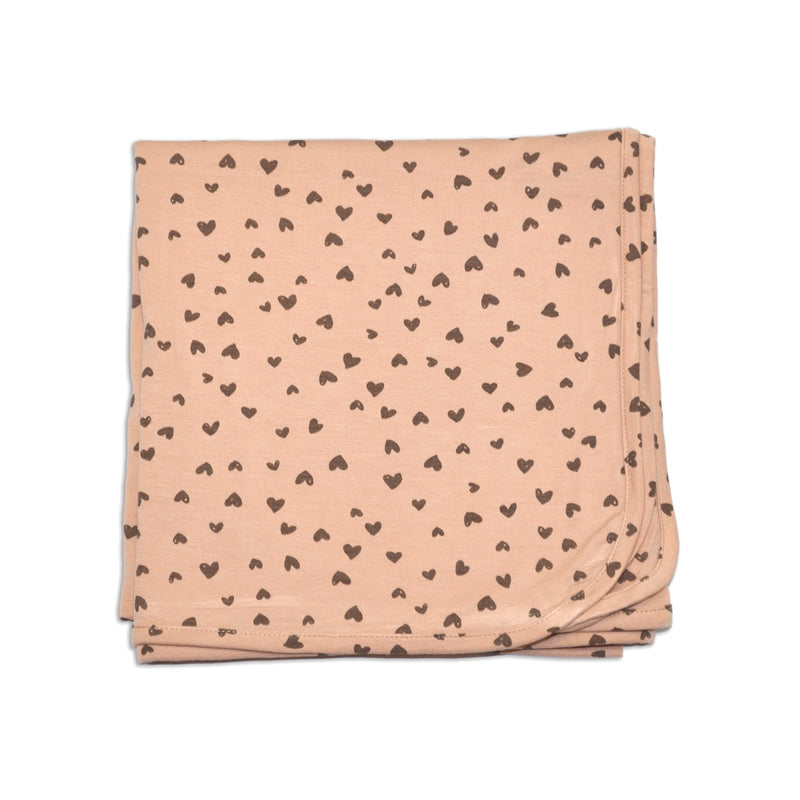 bamboo swaddle blanket doodle hearts print
