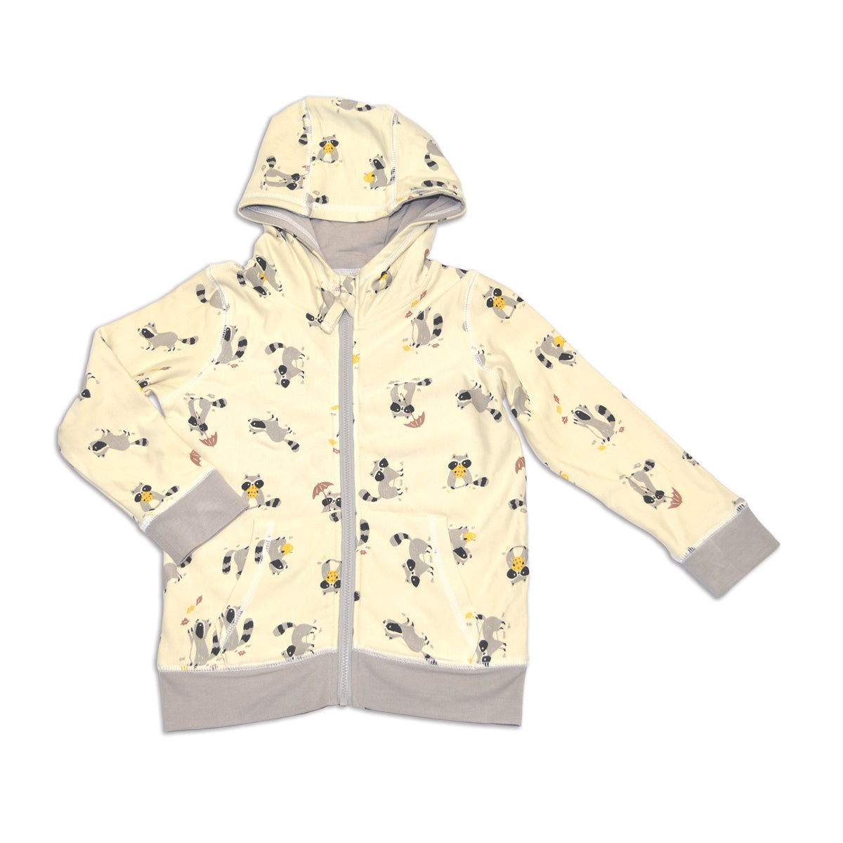 bamboo fleece zip hoodie autumn raccoon print