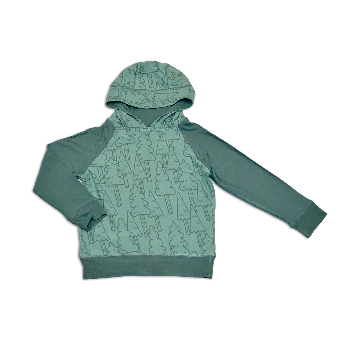 bamboo fleece pullover hoodie forest print