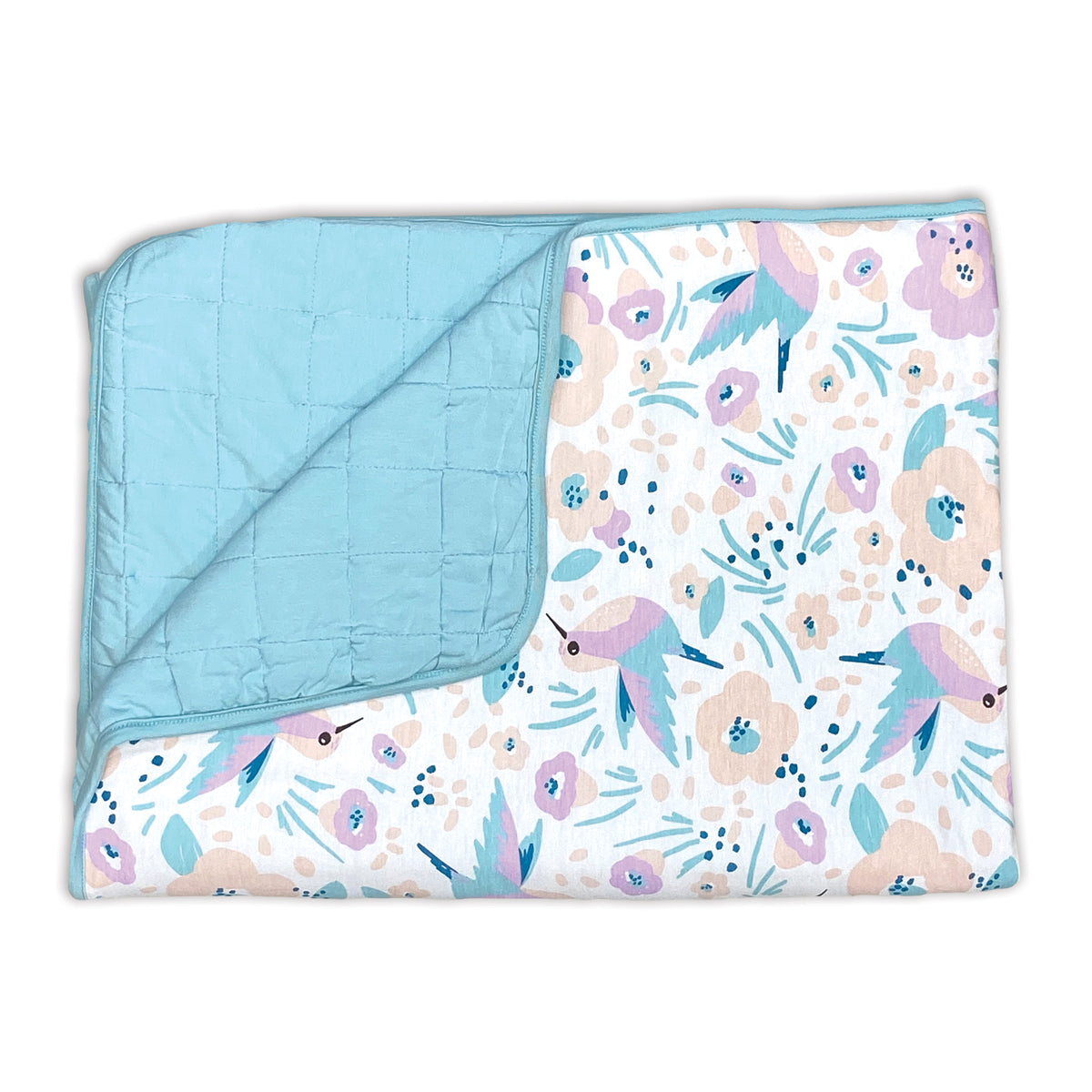 Toddler Blanket 1.0 TOG (4 Season Bamboo Quilted Blanket) Hummingbird Garden Print
