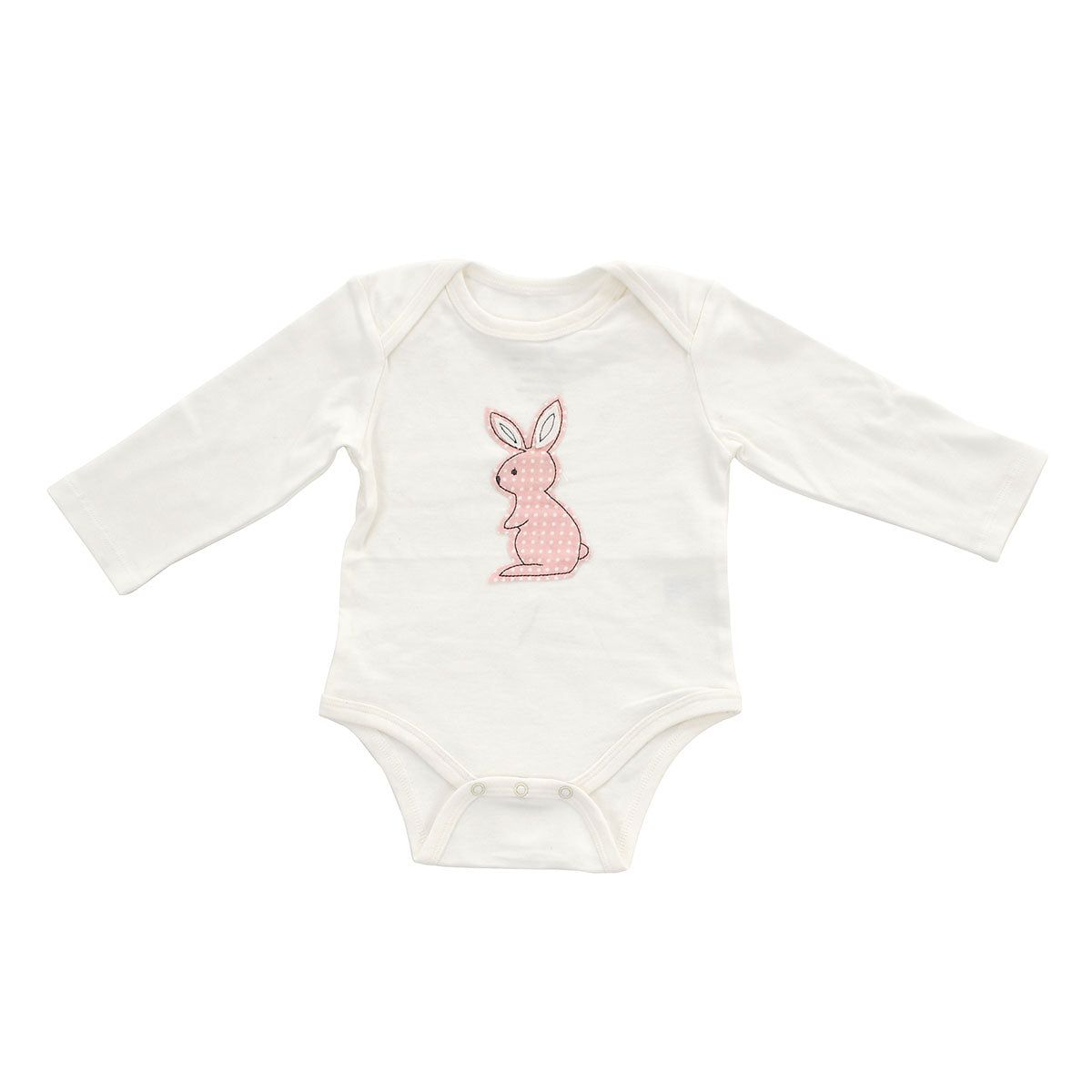 Organic Cotton Long Sleeve Onesie Snow Blush bunny https silkberrybaby