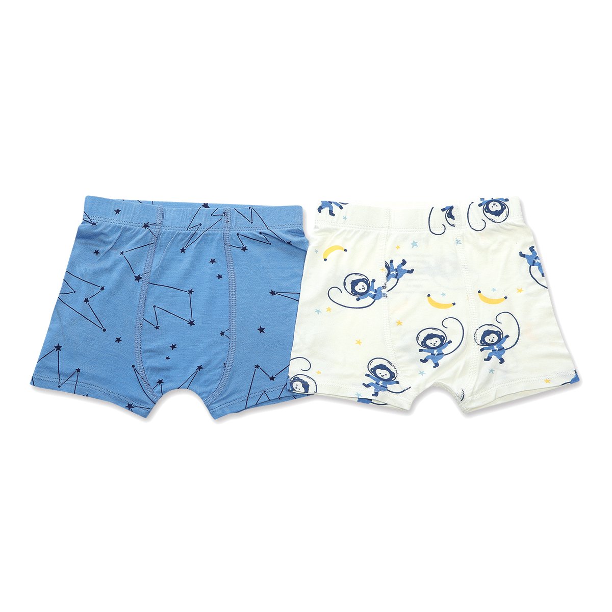 Bamboo Boys Underwear Shorts 2 pack (Light Up the Sky Print/Space Monk 